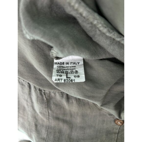 Linen Capri Trouser Italian Lagenlook EU/Large Cropped Wood Buttons Wide Leg - Picture 8 of 8